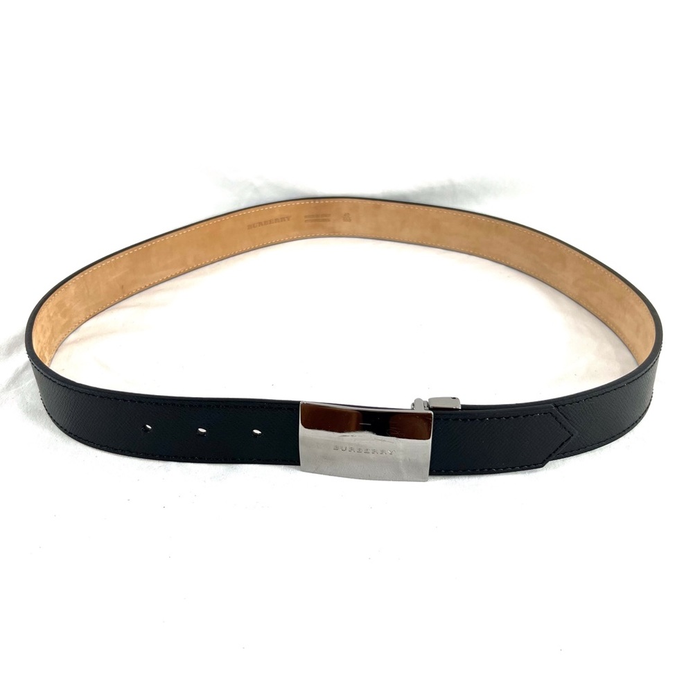 BURBERRY Reversible Black Leather Light Gray Buckle Men's Made in Italy 40/100